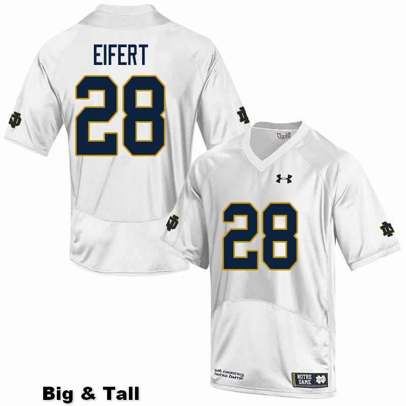 Men's NCAA Notre Dame Fighting Irish #28 Griffin Eifert Stitched College Under Armour Authentic White Big & Tall Football Jersey MW10Q73VH